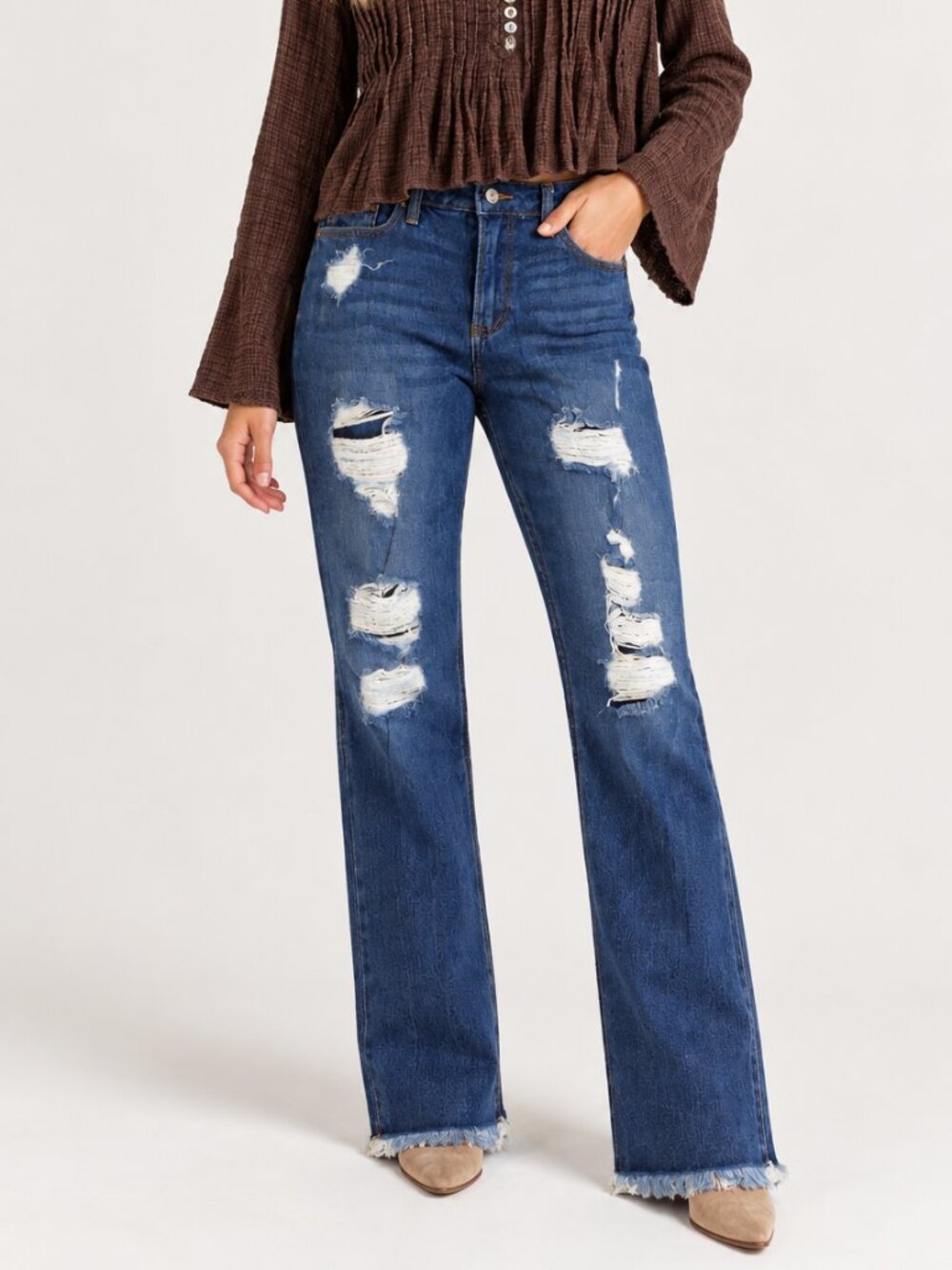 Hollister Ultra High Rise Mom Jeans W26 L25 | Distressed Raw Hem Straight Leg